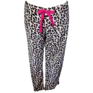 New Bobbie Brooks Pajama Pants Fleece Lounge Leopard Cream Pink Tan Sleep PJ 2X